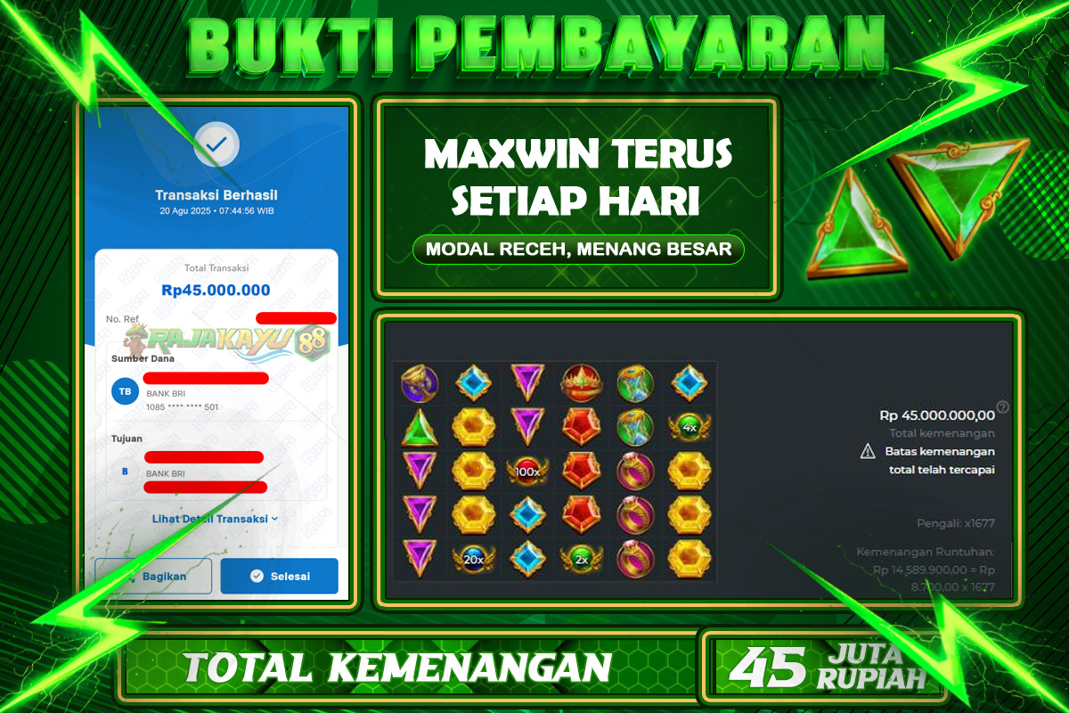 RAJAKAYU88 JACKPOT SLOT GATES OF OLYMPUS 1000 Rp45.000.000,- LUNAS