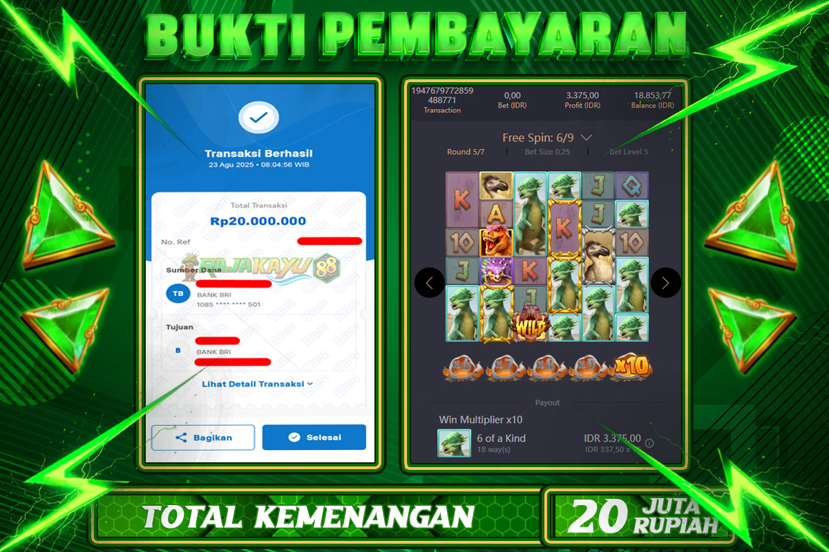 RAJAKAYU88 JACKPOT SLOT JURASSIC KINGDOM Rp20.000.000,- LUNAS