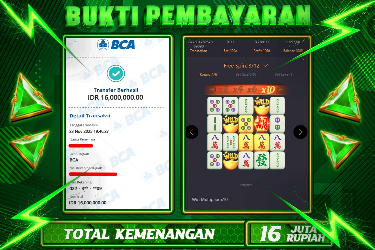 BUKTI RAJAKAYU 88 MAHJONG WAYS 1 Rp16.000.000,- LUNASS-POLLL