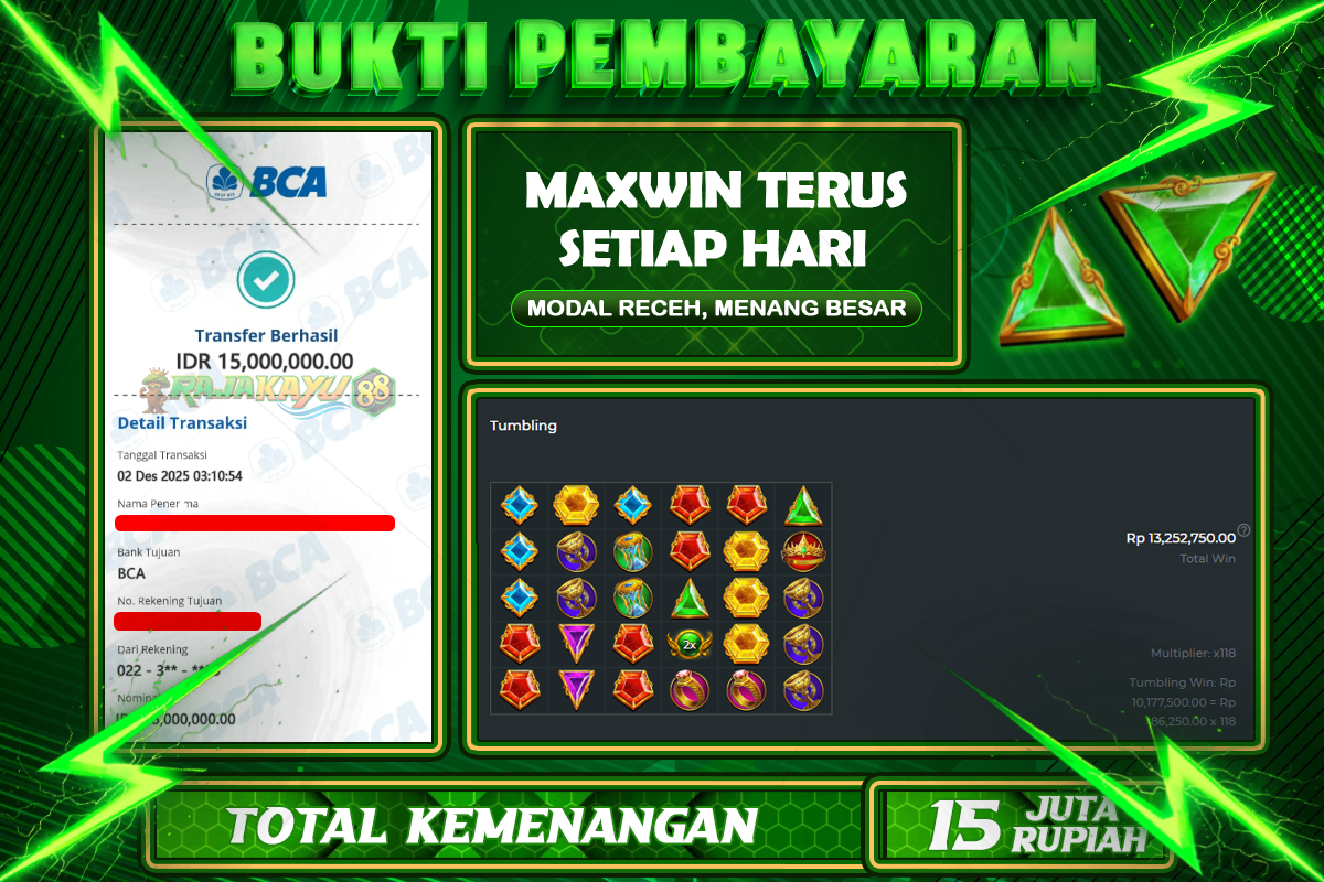 BUKTI RAJAKAYU 88 GATES OF OLYMPUS 1000 Rp15.000.000,- LUNASS-POL